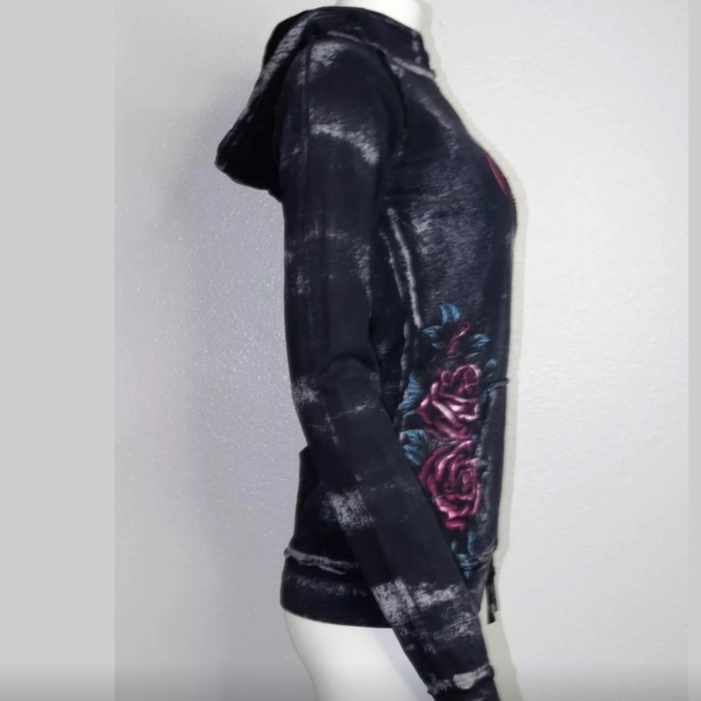 - Sinful Hooded Sweater Roses & Cross Rhinestone M - Picture 4 of 7